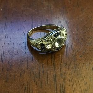 Silvertone Edwardian cubic zirconia ring